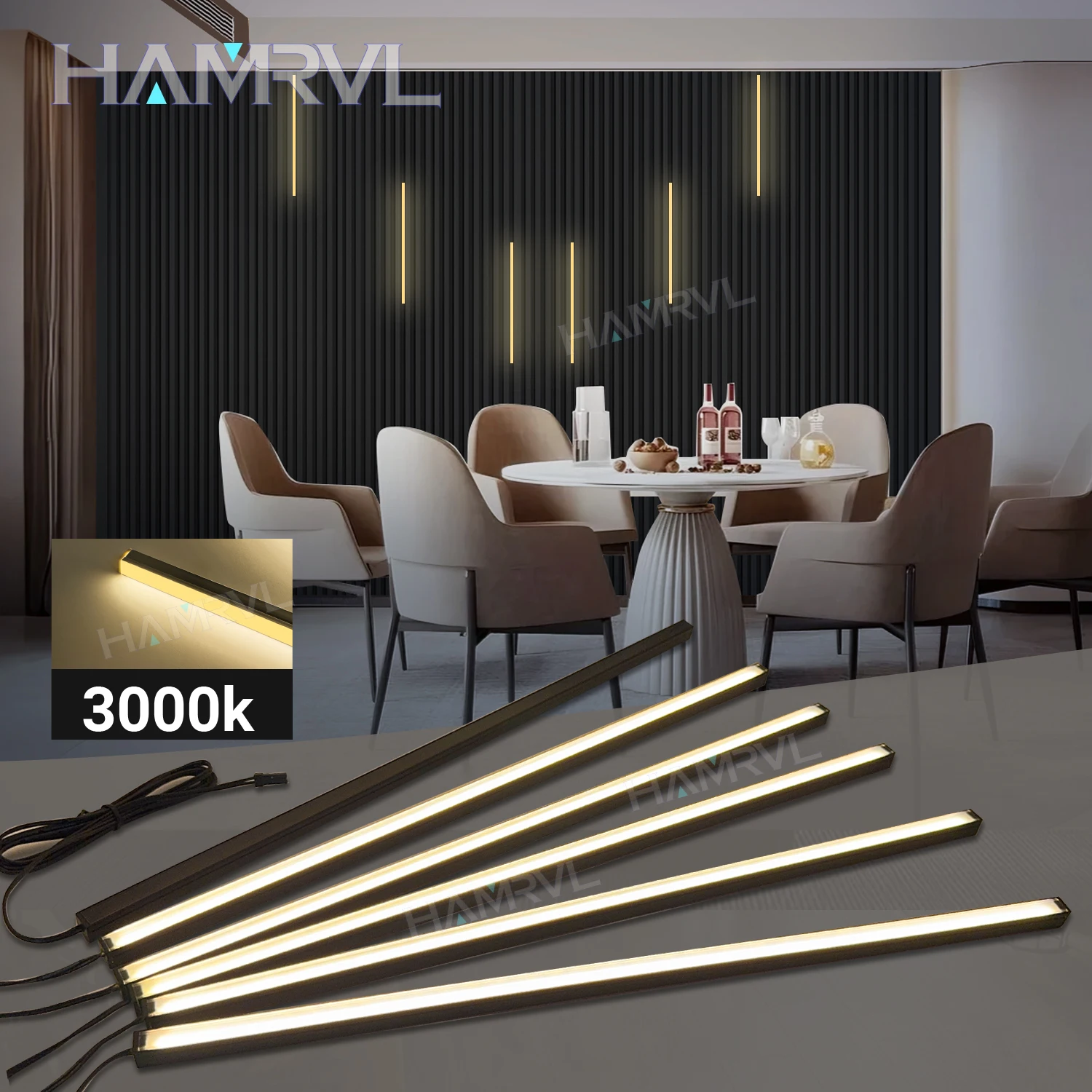 LED-Einbauleuchten-Set für Wandpaneele – Selbstklebende Wandstreifenleuchten für die Innenwanddekoration, Holzlamellen, Küche, Zuhause, Treppen, Kleiderschrank, Vitrine, Figurenvitrine, Schwarz, 50 cm/1 m, dimmbar, Aluminiumleiste