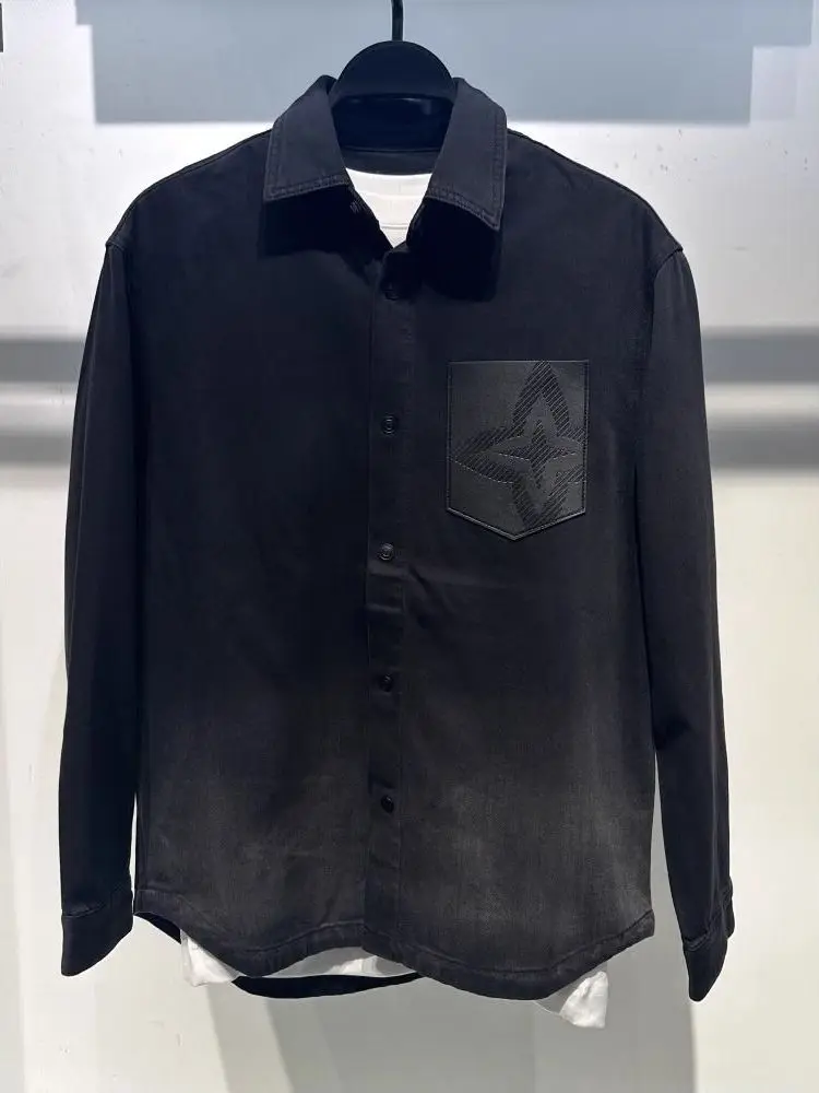 Casual Long Sleeve Pure Color Shirt Men's Fashionable Collared Jacket Spring 2026 Polyester Fiber Resistant to Fading And Shr...