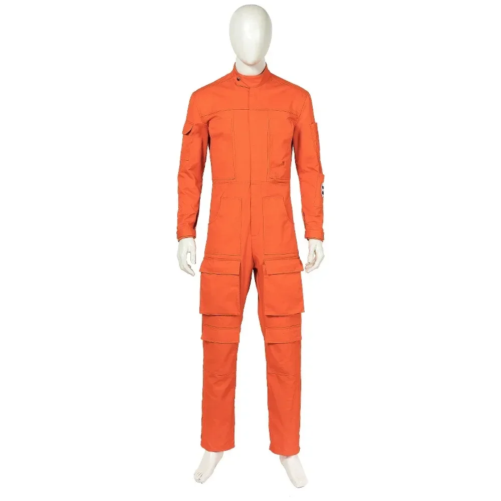 Vermomming Oranje Pilot Squadrons Cosplay Kostuum Man Jumpsuit Vest Accessoires Volledige set en individuele artikelen worden aangepast formaat verkocht