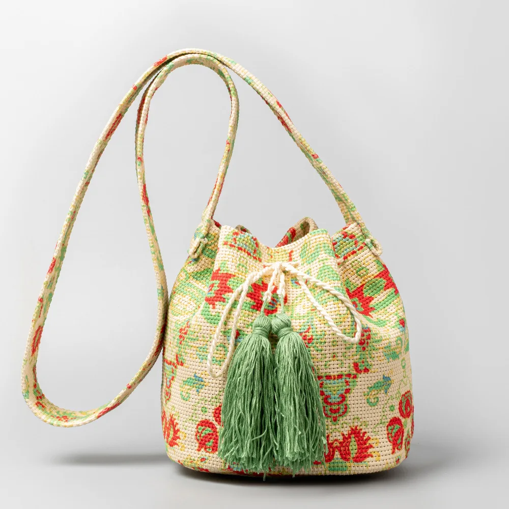 Crossbody Bucket Bag Bohemian National Sail Cloth Bag Women's Print New Canvas Commuter Bag
