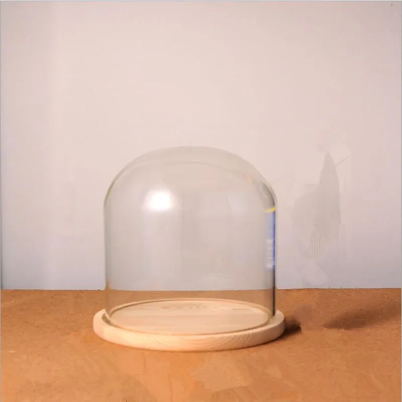 20*20cm Super Big Size Glass Dome Vase Home Deocration Flat Log Base Transparent Cover Wedding Live Prop Birthday Gift