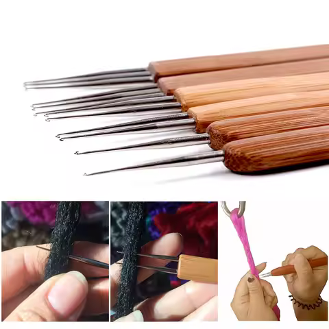 Dreadlocks Hook Needle Bamboo Handle Crochet Interlocking Tool for Dread Locs Hair Extensions