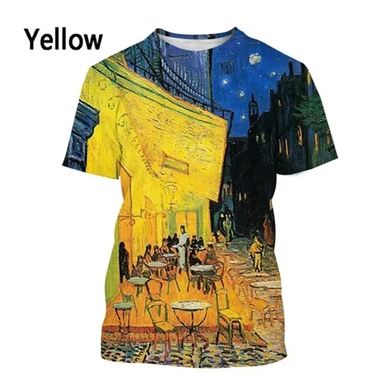 Vincent Van Gogh Art Oil Painting Graphic Tshirt 3D Print Starry Night Tee Tops For Men Casual Short Sleeve Oversized T-Shirts