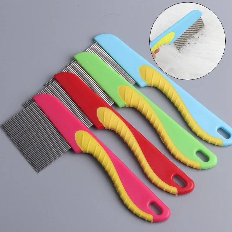 Dogs Cats Anti Lice Comb Pet Stainless Steel Long and Short Needle for Deworming Eggs Knot Grooming Pets Supplies