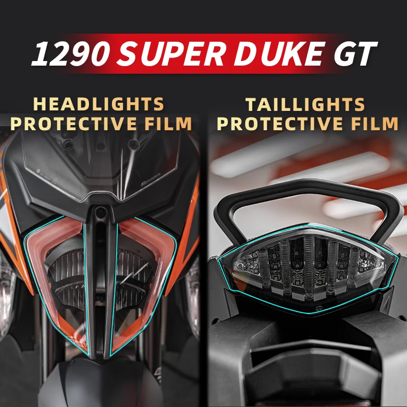 For KTM 1290 Super Duke GT Motorcycle Accessories Lamp Transparent Protective Film Headlight And Taillight Uv Protection decals