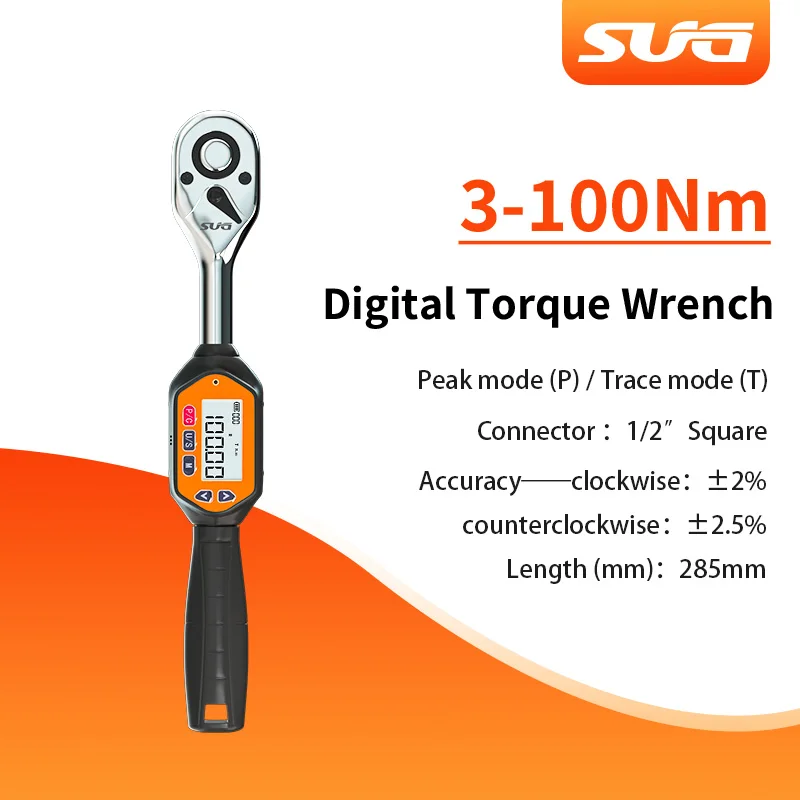 

SUG Mini Digital Torque Wrench 1/2 inch 3-100 N. m Professional Bicycle and Car Repair Accessories Adjustable Torque Wrench Tool