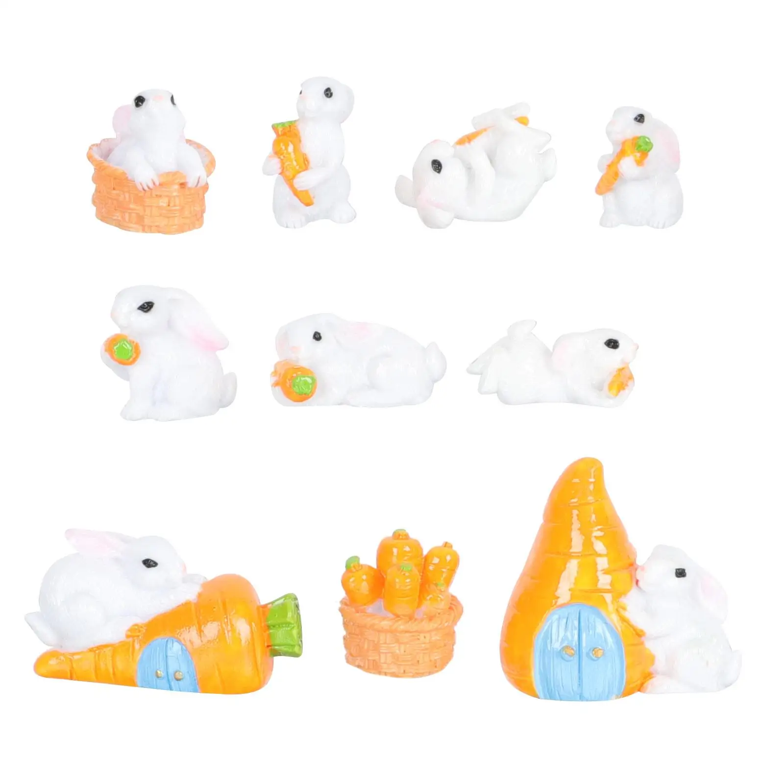 

10 Pcs White Radish Free Decoration Garden Toy Accessories Potted Plants Decorations Resin Decorative Rabbit Child Mini Toys