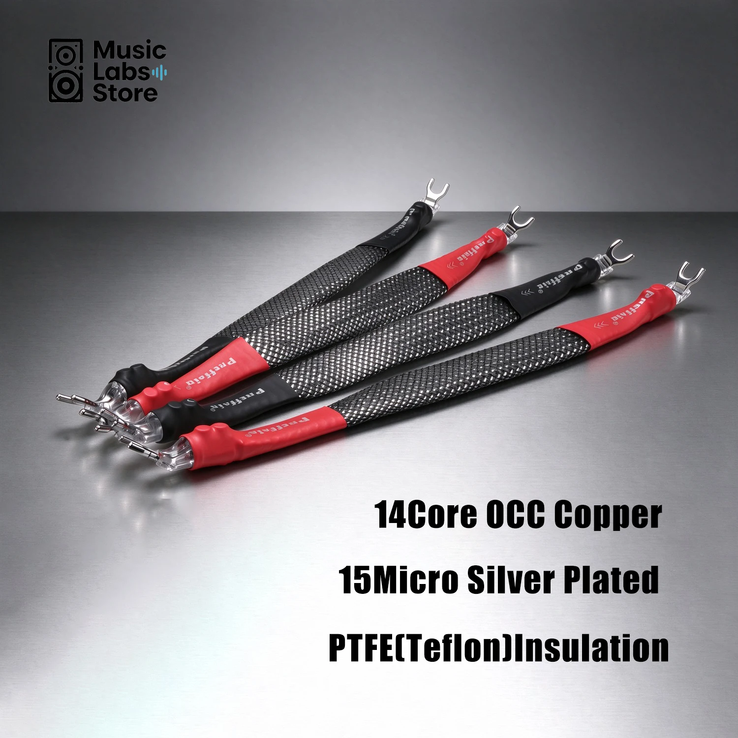 HIFI Speaker Jumper Cable Y Spade to Banana Bridge Cable OCC Silver Plated Conductor with Pure Copper Gold Plated Connectors