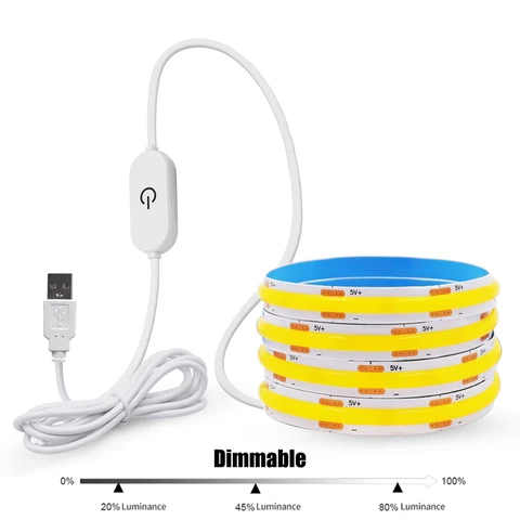 LED COB Light Strip Touch Dimmer Flexible Diode Tape 5V USB Linear Indoor…