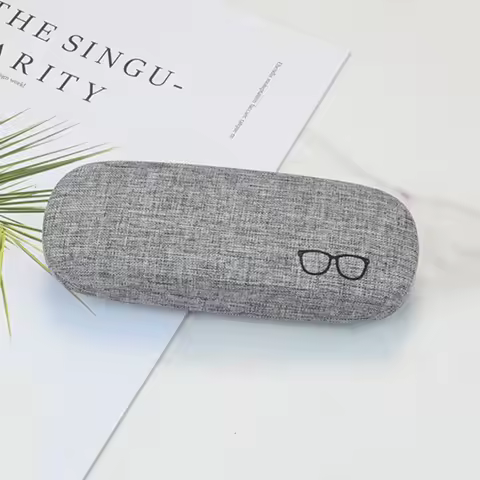 Retro Fashion Gray Glasses Case For Men Women Linen Cloth Eyeglass Cases Cover Hard Glasses Box Holder Eyewear Storage