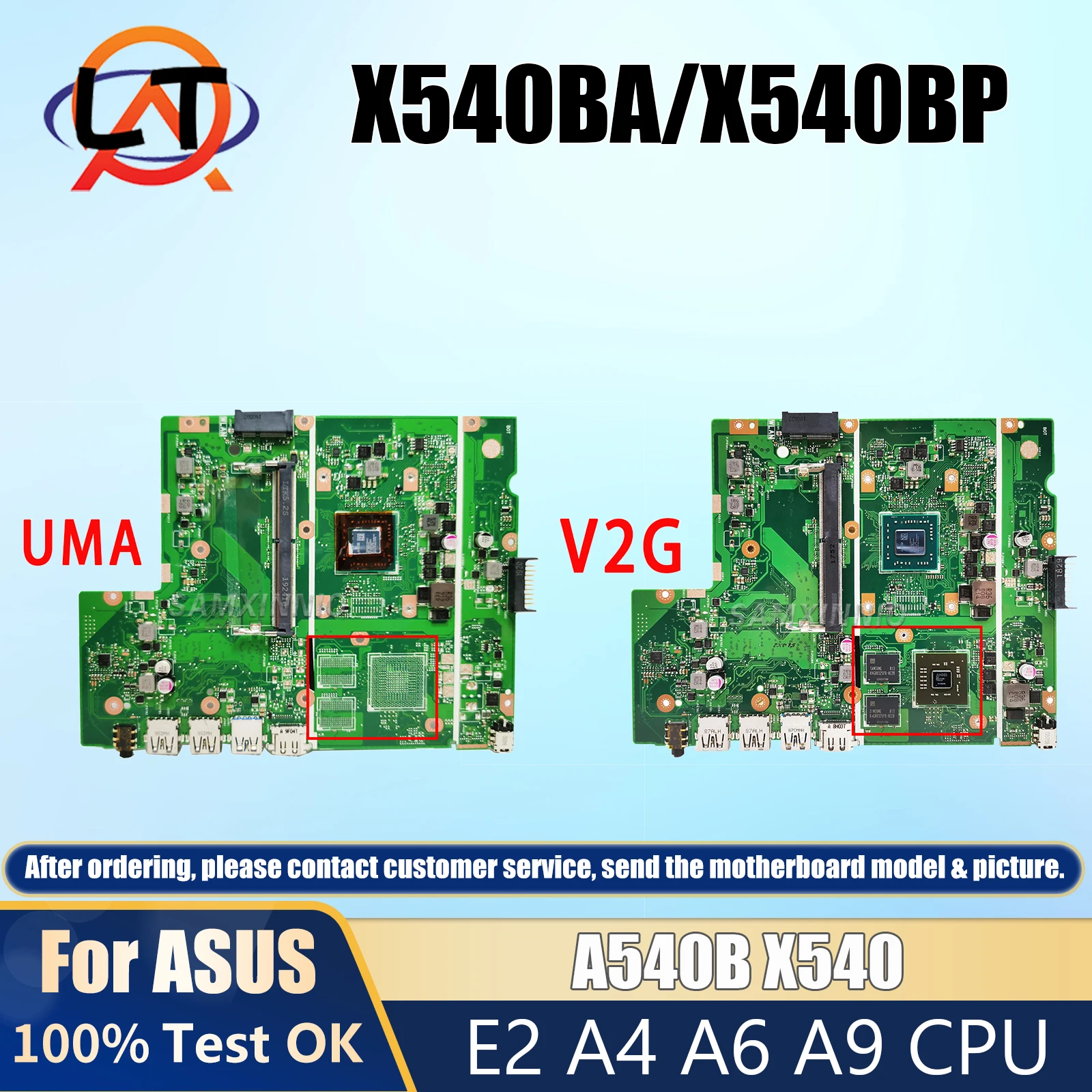 X540BP Notebook Mainboard For ASUS X540BA A540B X540 Laptop Motherboard With E2 A4 A6 A9 CPU 100% test OK