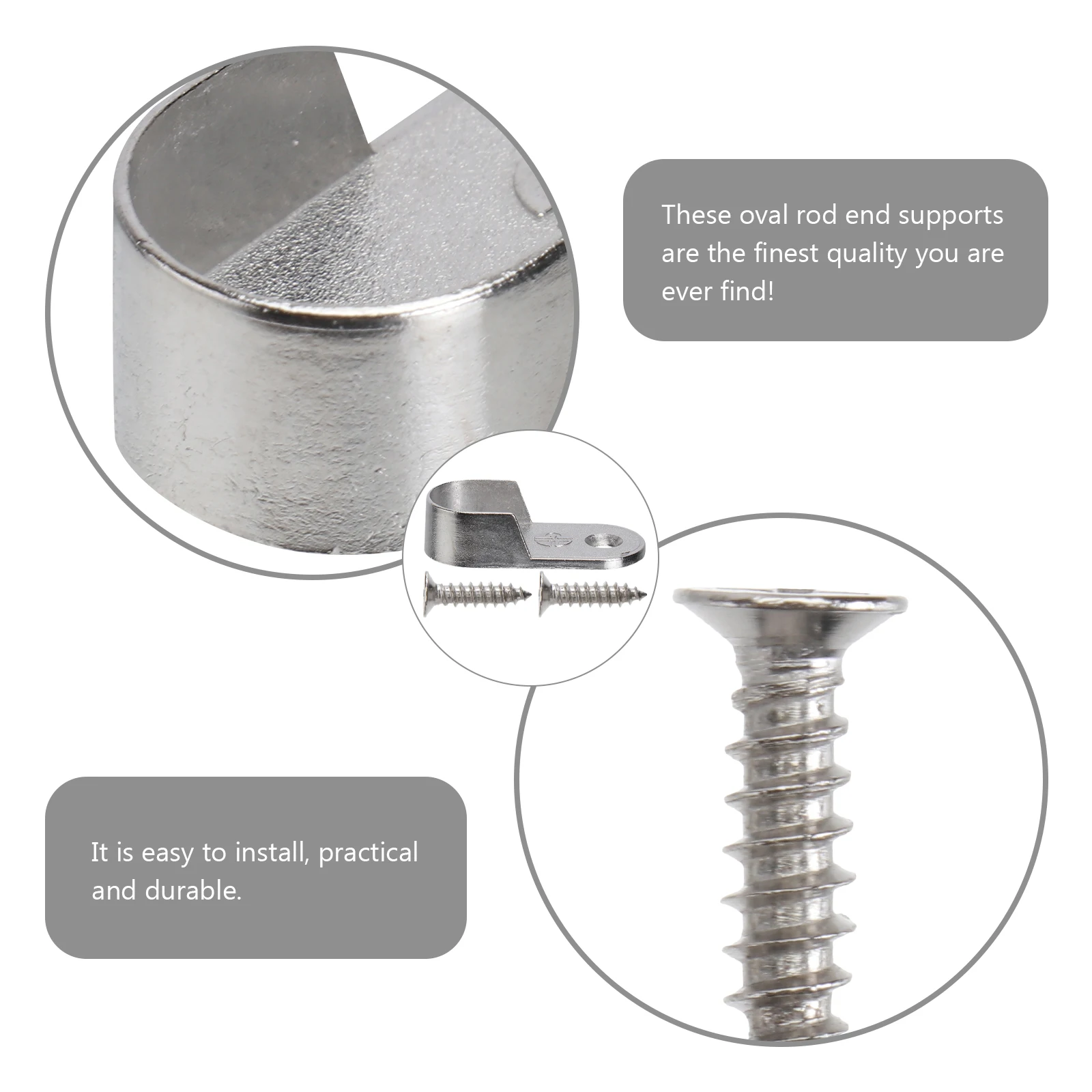 30 Pcs Tube Support Bracket Closet Rod End Holder Furniture Hardware Wardrobe Oval Pole Cast Metal Standard Rods