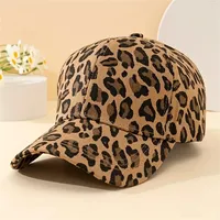 Trendy Unisex Leopard Print Baseball Cap, Stylish Round Top Hat for Outdoor Sun Protection Casual Lovers Ins Duckbill Cap