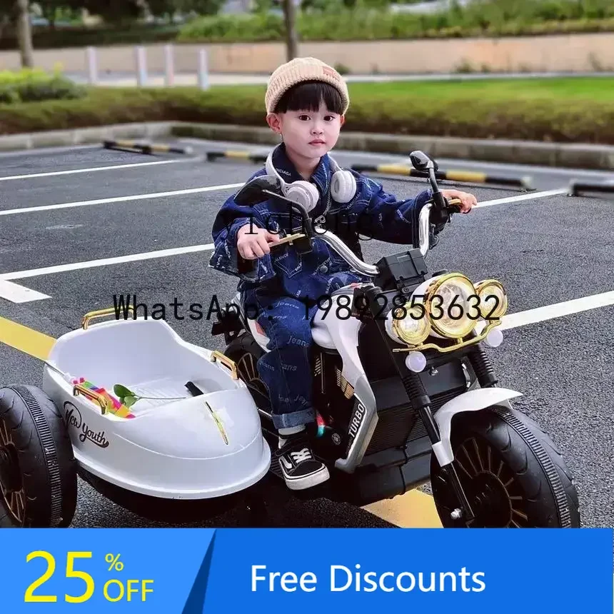 AE  Large Electric Toy Car Children  Sit Adult Motorcycle Double Parent-Child Three-Wheel Charging