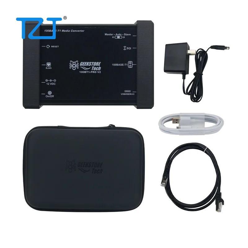 Conversor ethernet de veículo tzt 100bt1-pro2 100mbps para conversor de mídia ethernet padrão rj45 com interface hmtd/15edg 3.81mm