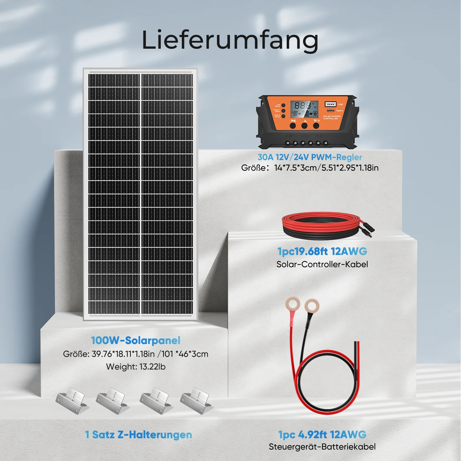 Rvpozwer 100W Solar Panel 12.8V Monocrystalline Solar Panel 18BB Cells High Efficiency Module RV Marine Boat Caravan Off Grid