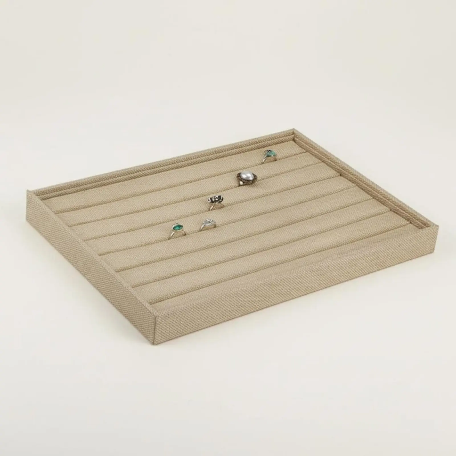 Linen Jewelry Tray Display Use Compartment Jewelry Tray Household Storage Easy to Organize Fashion Goods Safeguarding