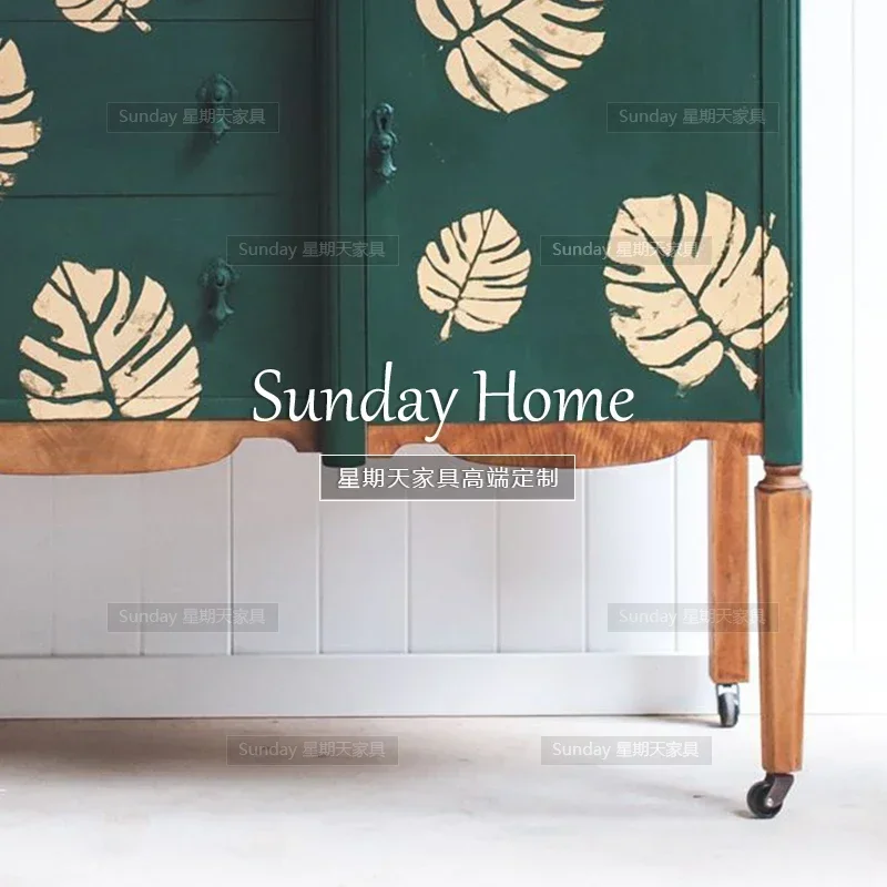 Szafka wejściowa w stylu francuskim retro, malowana, szafka w stylu amerykańskim retro, szafka w stylu śródziemnomorskim.