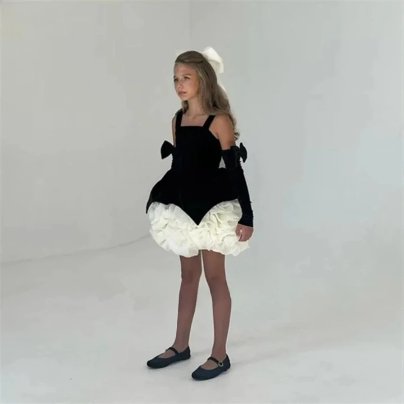 

Girl's Black Retro Sling Princess Dress Elegant Children's Dresses Clothes Birthday Host Show Formal Celebration Pageant Costume