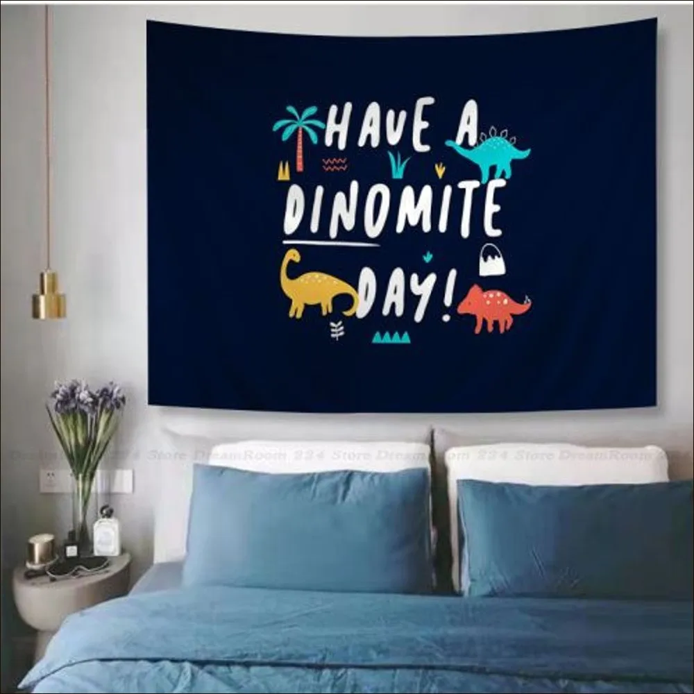 Cartoon Little Dinosaur Tapestry Tapestry Art Printing Indian Buddha Wall Decoration Witchcraft Bohemian Hippie INS Home Decor