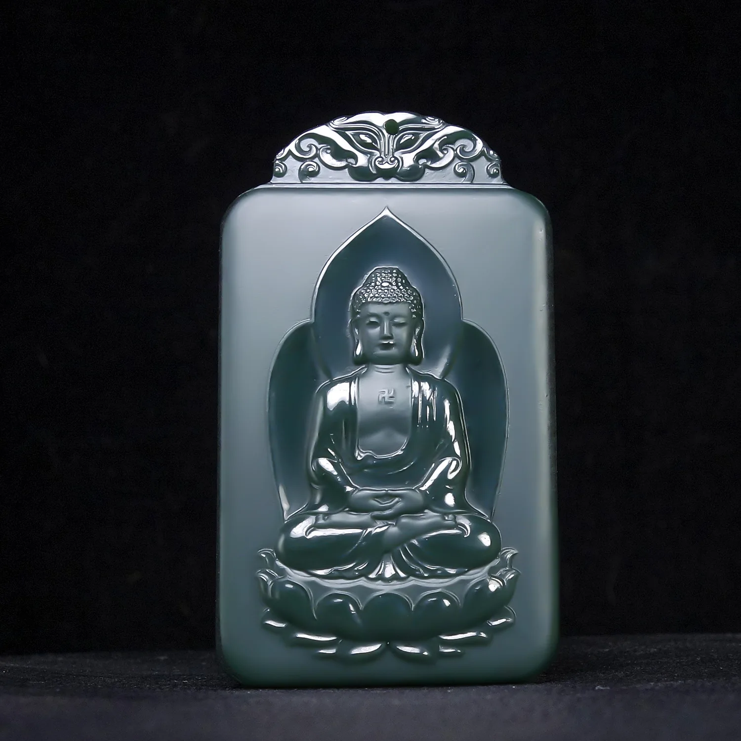 

Ювелирные изделия из натурального нефрита Хэтянь, двухсторонняя резная подвеска-статуя Будды из зеленого нефрита