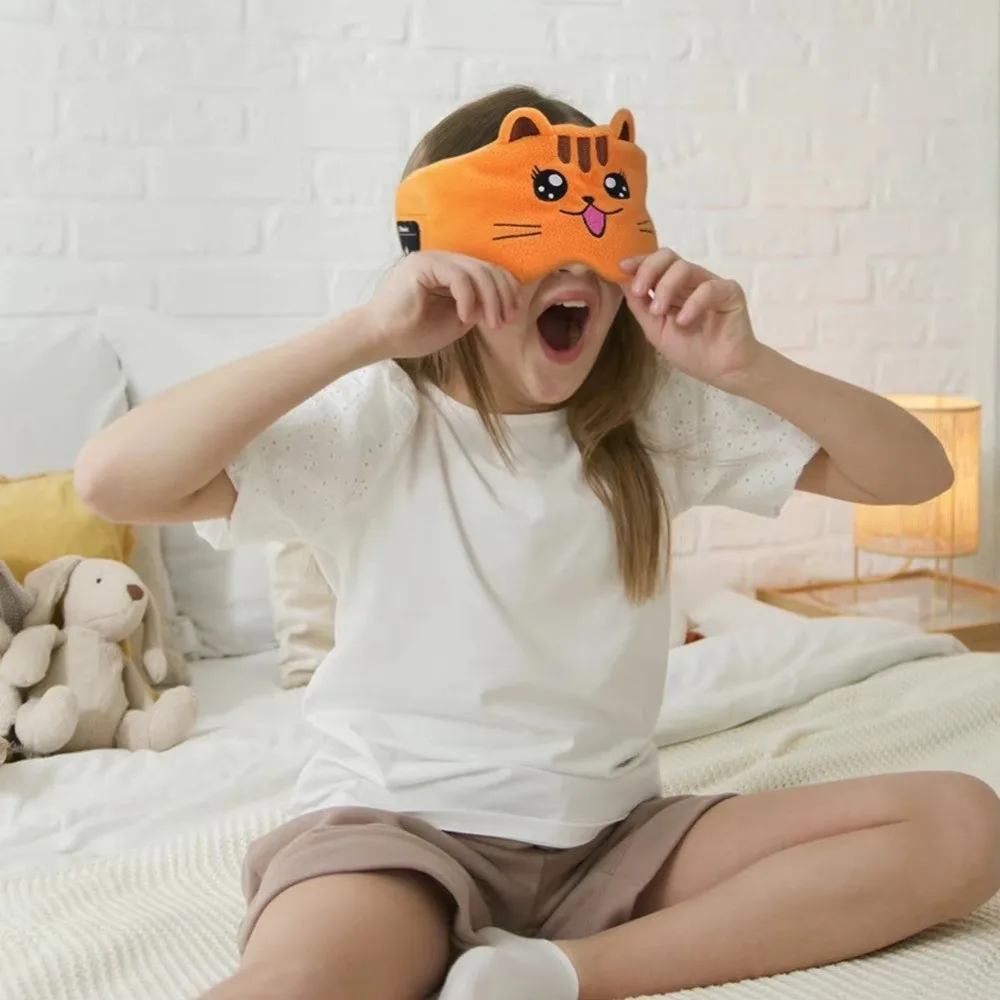 Soft Plush Bluetooth Headphones Eye Mask Thin Speakers Volume Limited Children's Sleep Earphones Elastic Eye Mask