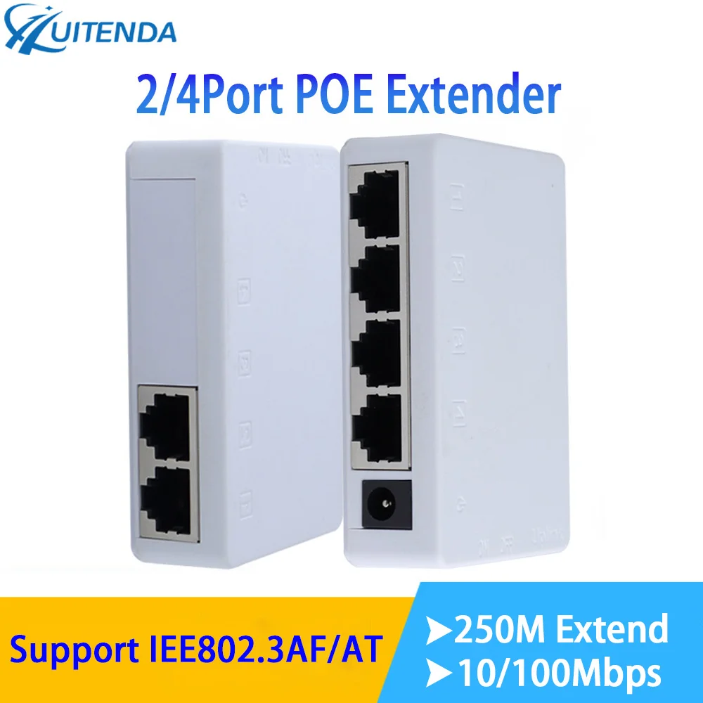 

HUI-Tenda 2-портовый удлинитель Poe 10/100 Мбит/с 1–2 повторитель PoE 12 В, 1 А, расстояние 250 м для питания стандартного коммутатора PoE/IP-камеры