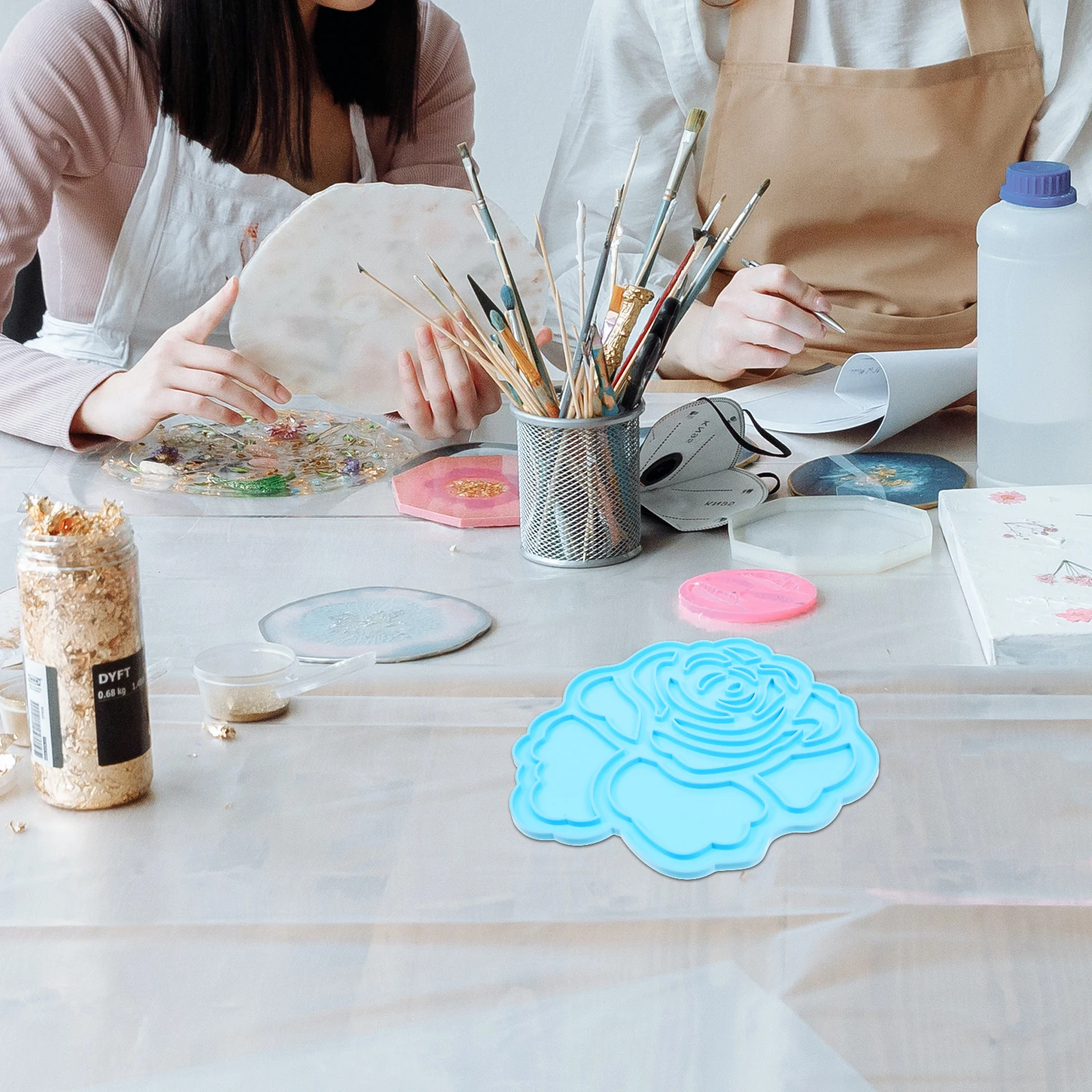 

Rose Flower Mold Silicone Mould Decorations Delicate Craft Making DIY Blue Roses Decorative