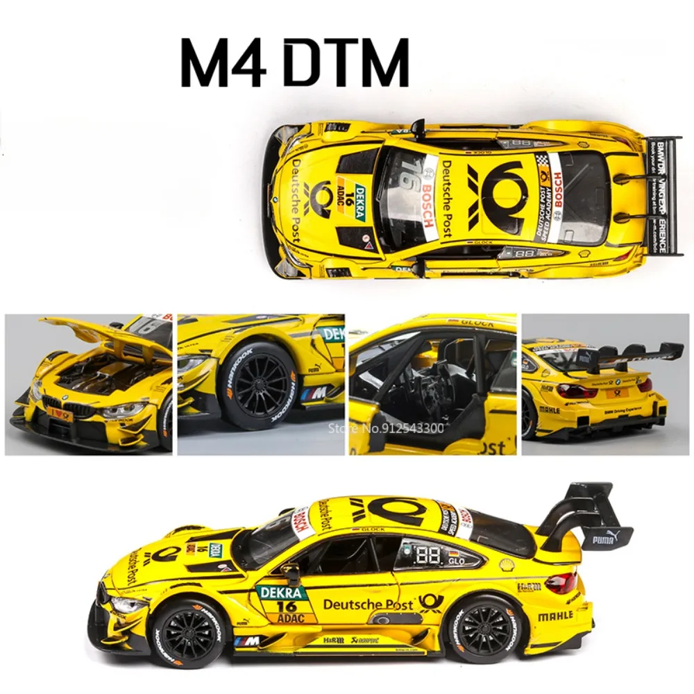 1/32 BMW M4 DTM Racing Car Model Toy Alloy Diecast with Sound Light Pull Back Model Car Collection Toys for Boys Holiday Gifts