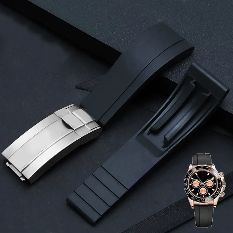 Nature Soft Silicone Rubber Watchband For Rolex Watch Strap Daytona Submariner GMT OYSTERFLEX Bracelet 20mm Watch accessories