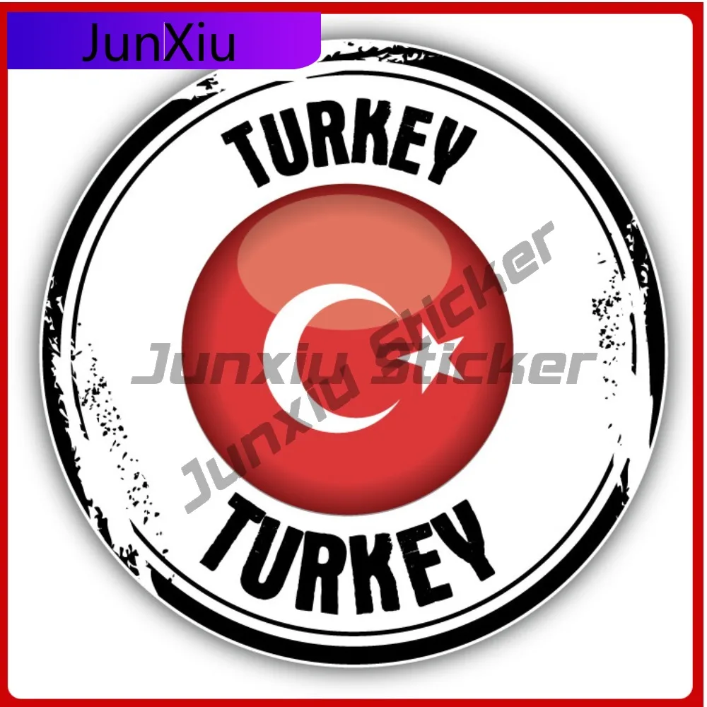 

Turkey Glossy Flag Grunge Stamp Car Decal Bumper Stickers Cool Style Window Use For Rear Window Decora Car Accessories Scratc