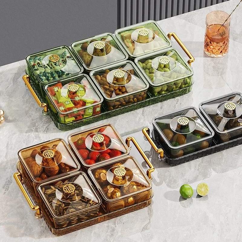 Food Storage Tray Dried Fruit Snack Serving Plate Candy Nuts Dish with Lid Home Candy Nut Storage Box Share with Friends