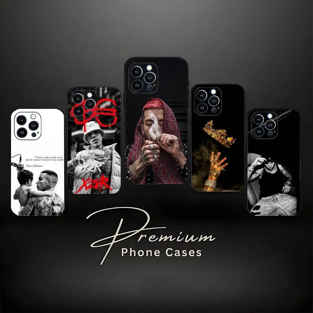 

S-Sfera E-Ebbasta Rapper Phone Case For iPhone 17,16,15,14,13,12,11 ,Pro Max,XS,X,XR,SE,Mini,8,7,Soft Silicone Black Cover