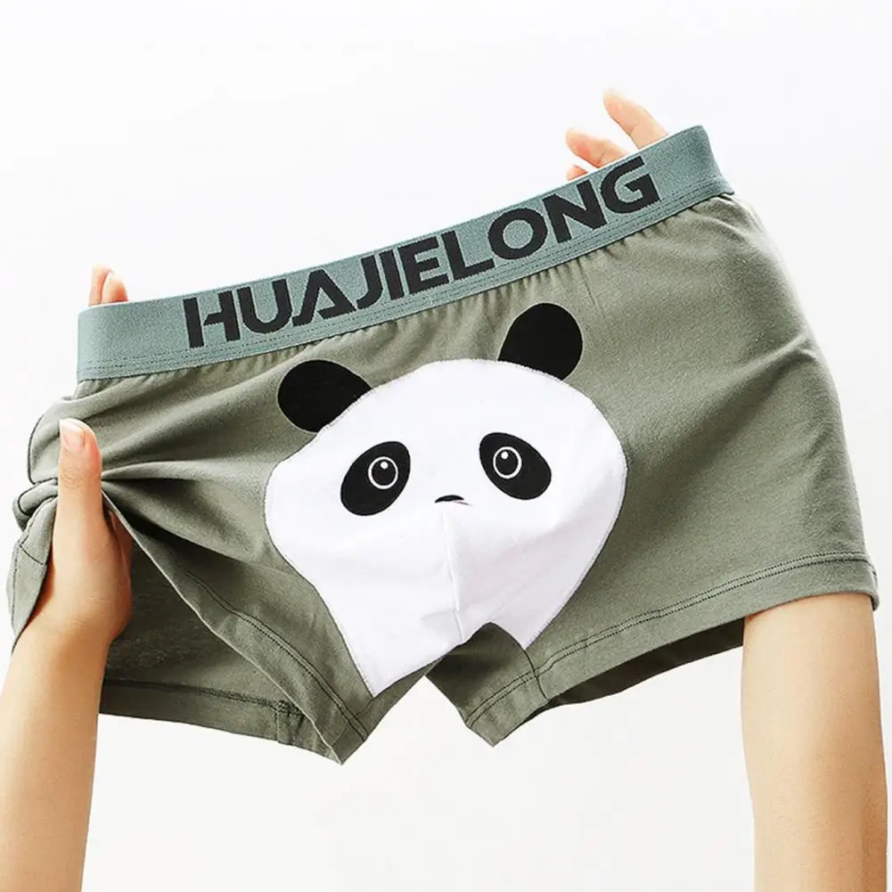 

Men's Cartoon Boxers Shorts Cute Guy Sexy Underwear Cotton Panda Print Animals Underpants Male Mid-rise Elastic Yong Lingerie