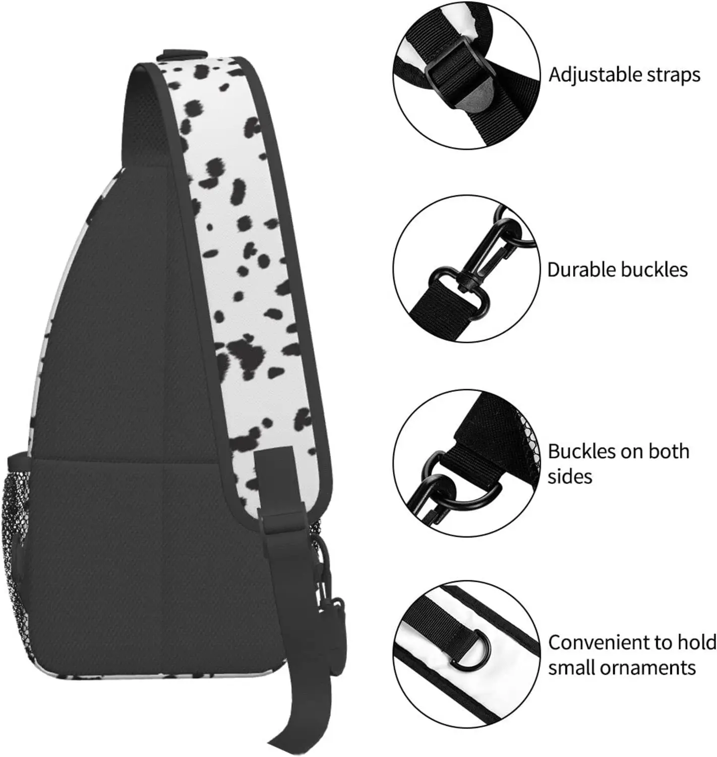 Dálmata-mochila cruzada con estampado de perro para hombre y mujer, bolso de hombro para viaje, senderismo y pecho, bolsa de día