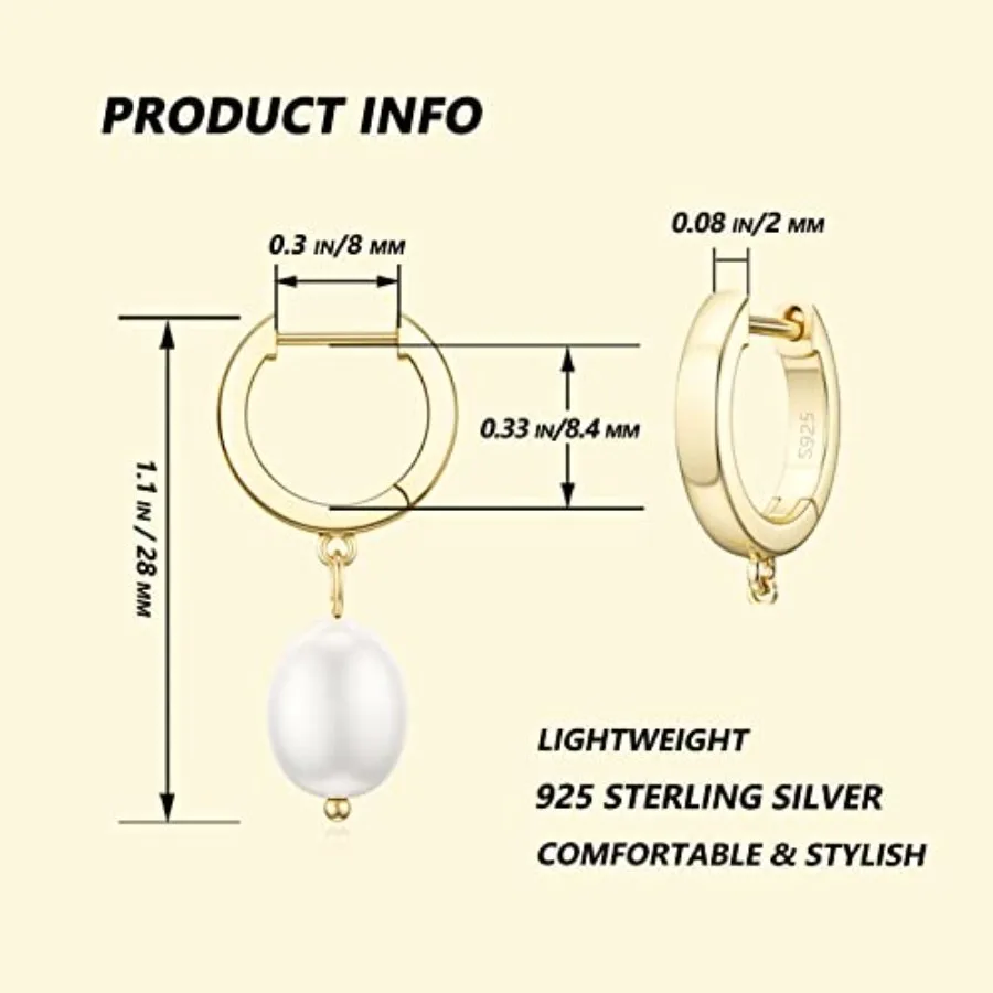 Quality Assurance SEVENWELL Sterling Silver Dangle Huggie Earring Stud for Women, Cross, Heart, Celestial, Pearl, CZ Hoop Earri view 4