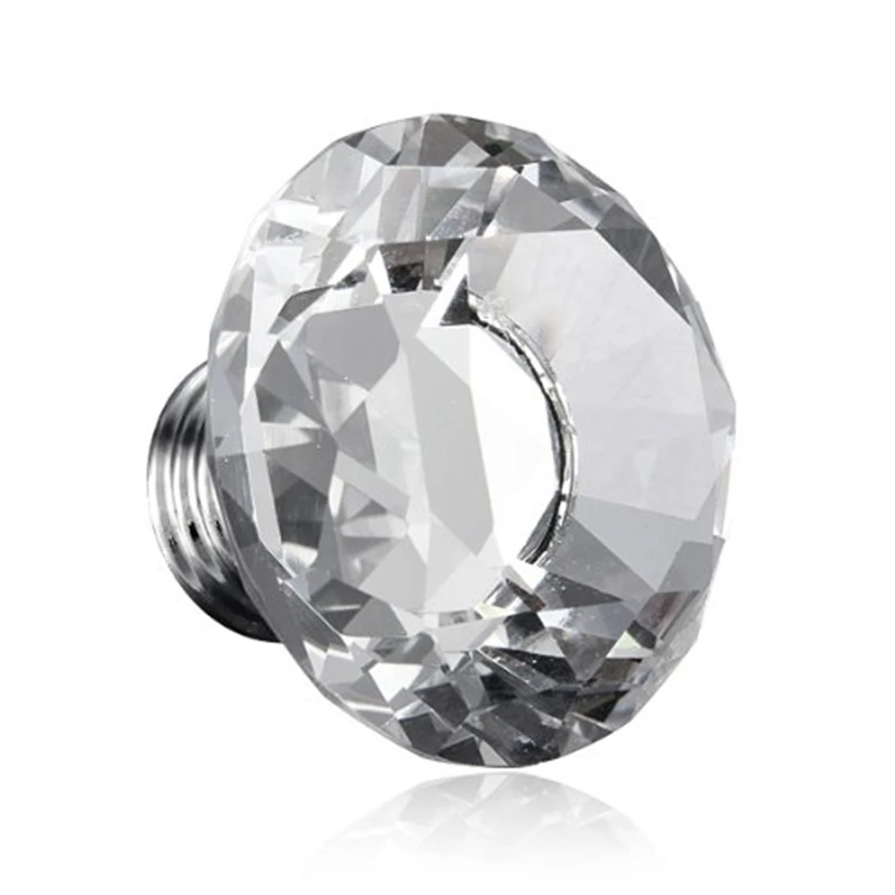 

10 Pcs Crystal Glass Knobs Clear Drawer Door Handles Furniture Cabinet Zinc Alloy 40mm Diameter Kitchen Hardware