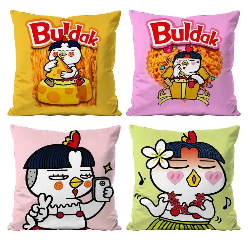 Funda de almohada suave VIKAMA con estampado de lindo patrón de anime Budakara Ramen, perfecta para decoración de sofá de sala de estar y dormitorio