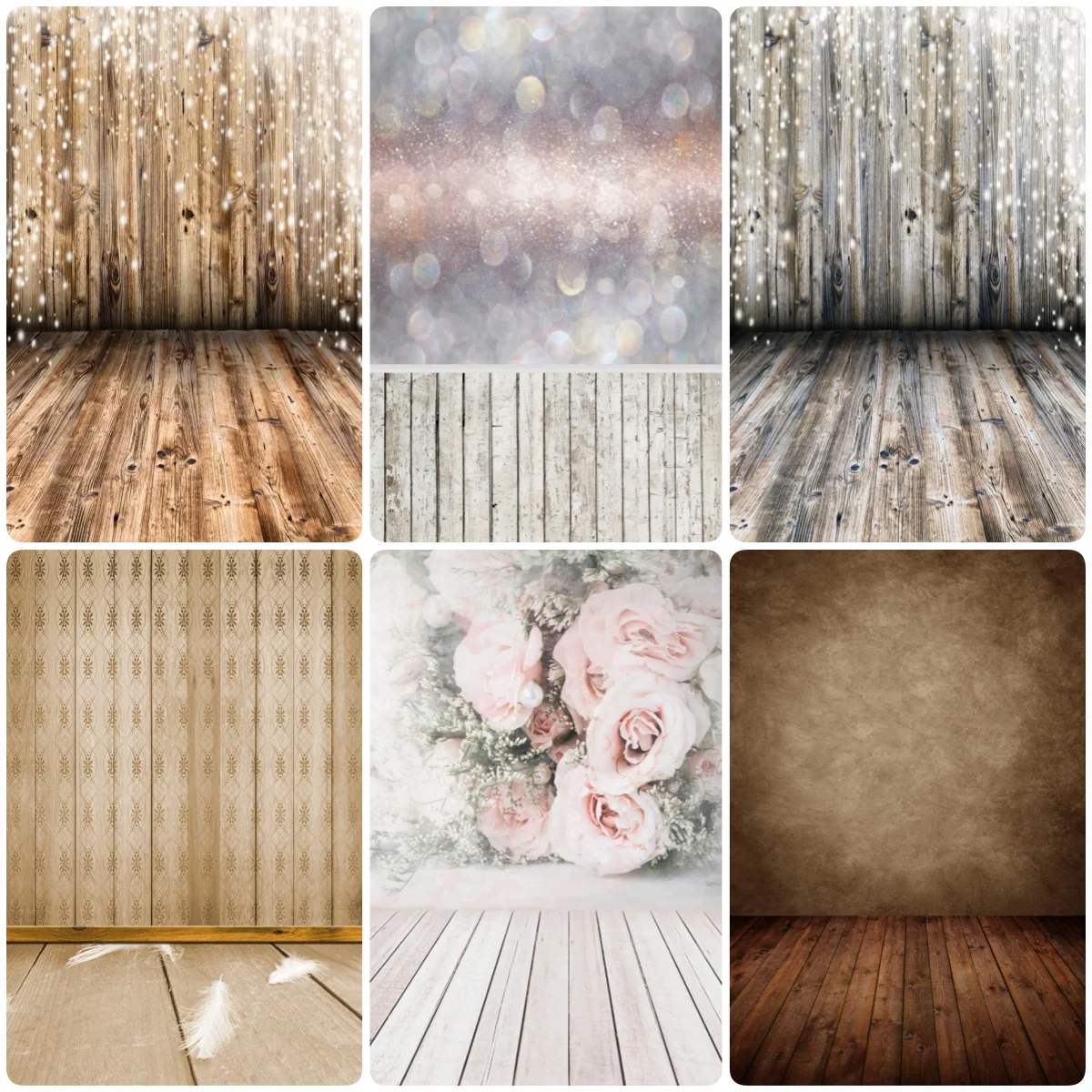 Yeele Grunge Gradient Brick Wall Wooden Boards Floor Interior Baby Portrait Photography Backdrops Backgrounds For Photo Studio