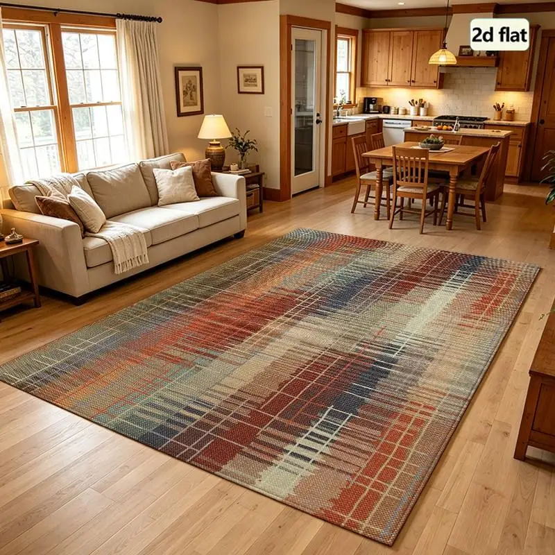 1PC Plaid Pattern Area Rug Warm Multi-color Rug For Front Western Area Rugs Living Room Outside Door Mats Washable Machine Washable Tumble Rugs Gothic Home Decor Hallway Dining Room Dorm