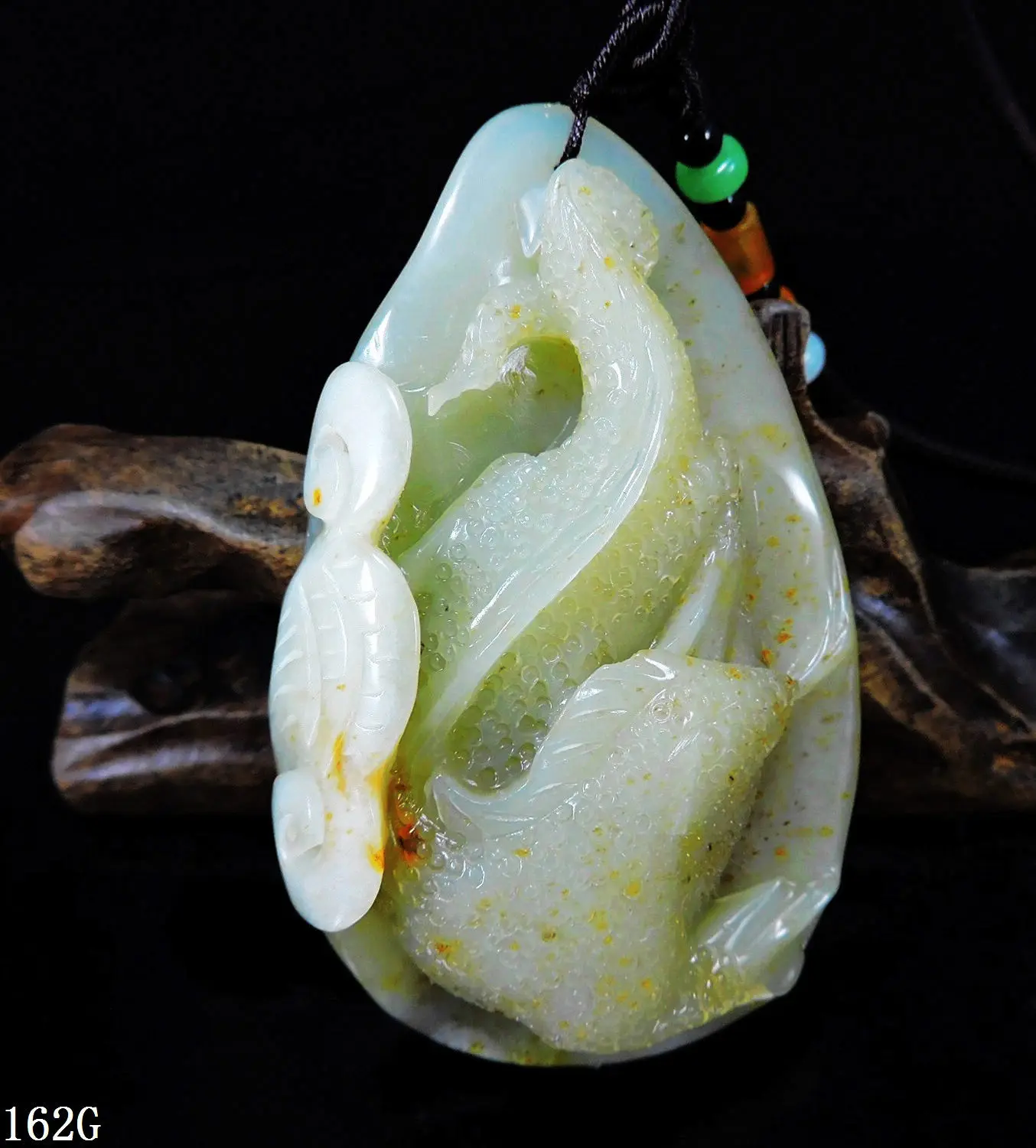 Jade Jewelry Natural Jade Pendant Necklace Hand-Carved lizard&Ruyi Jadeite Necklace Pendant Gift No Treatment G162