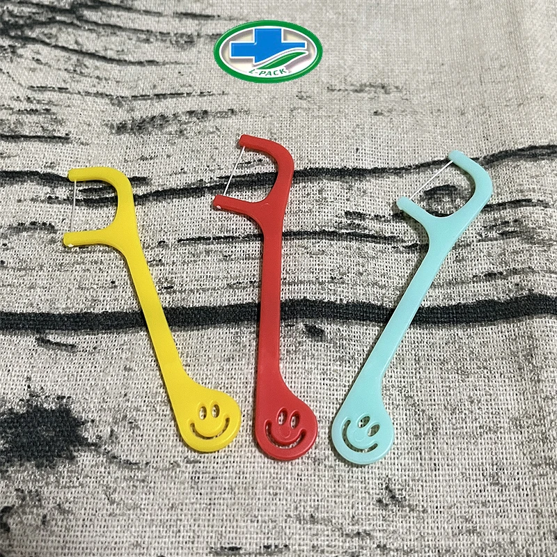 Hilo Dental para niños, mezcla de colores, cuidado bucal, cuidado de las encías, fácil uso, cepillos interdentales, alta calidad con cara feliz