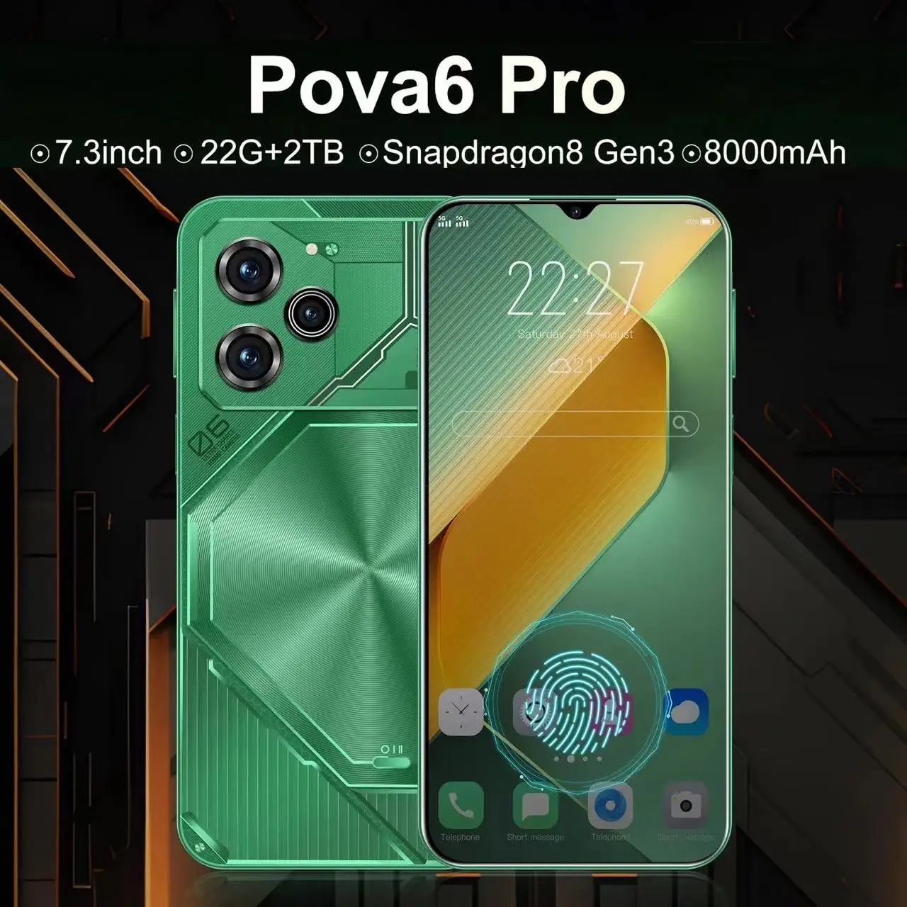 Pova-teléfono inteligente 6 Pro Original, Smartphone 5G, Dimensity9200, 7,3 pulgadas, 22GB + 2TB, DualSIM, 50 + 108MP, Android 14, NFC, desbloqueado