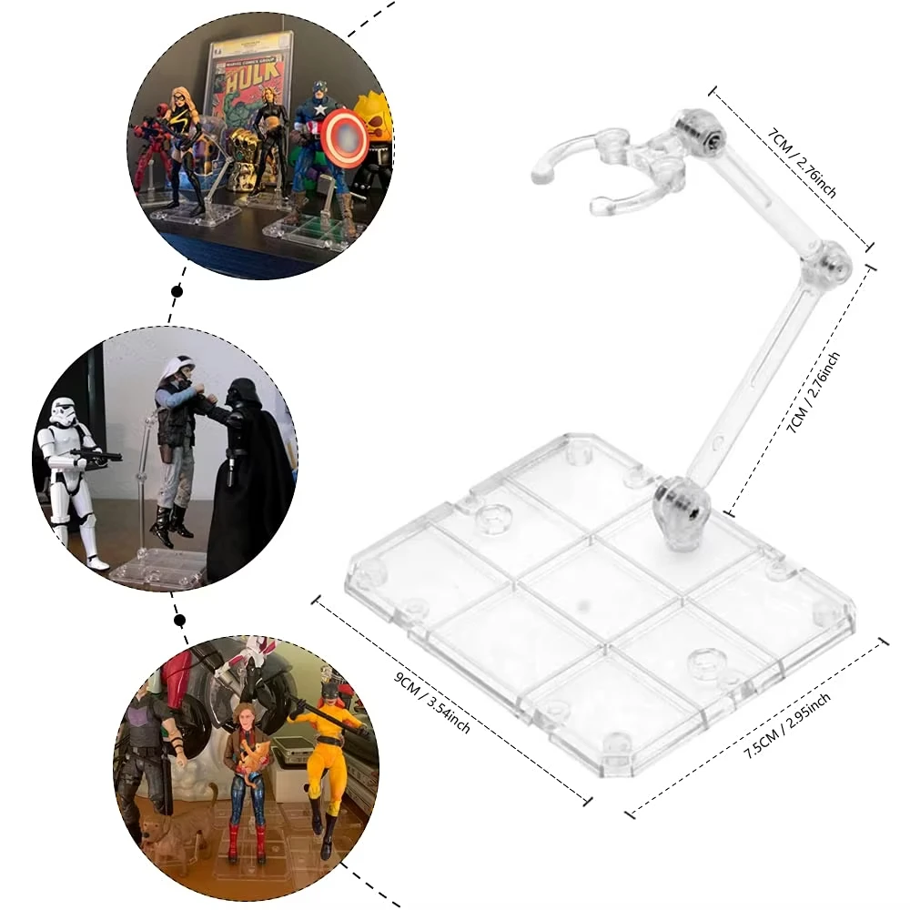 3/5/10/16PC Assembly Action Figure Display Holder Base Doll Model Support Stand Compatible with RG SD SHF Gundam Toy Transparent