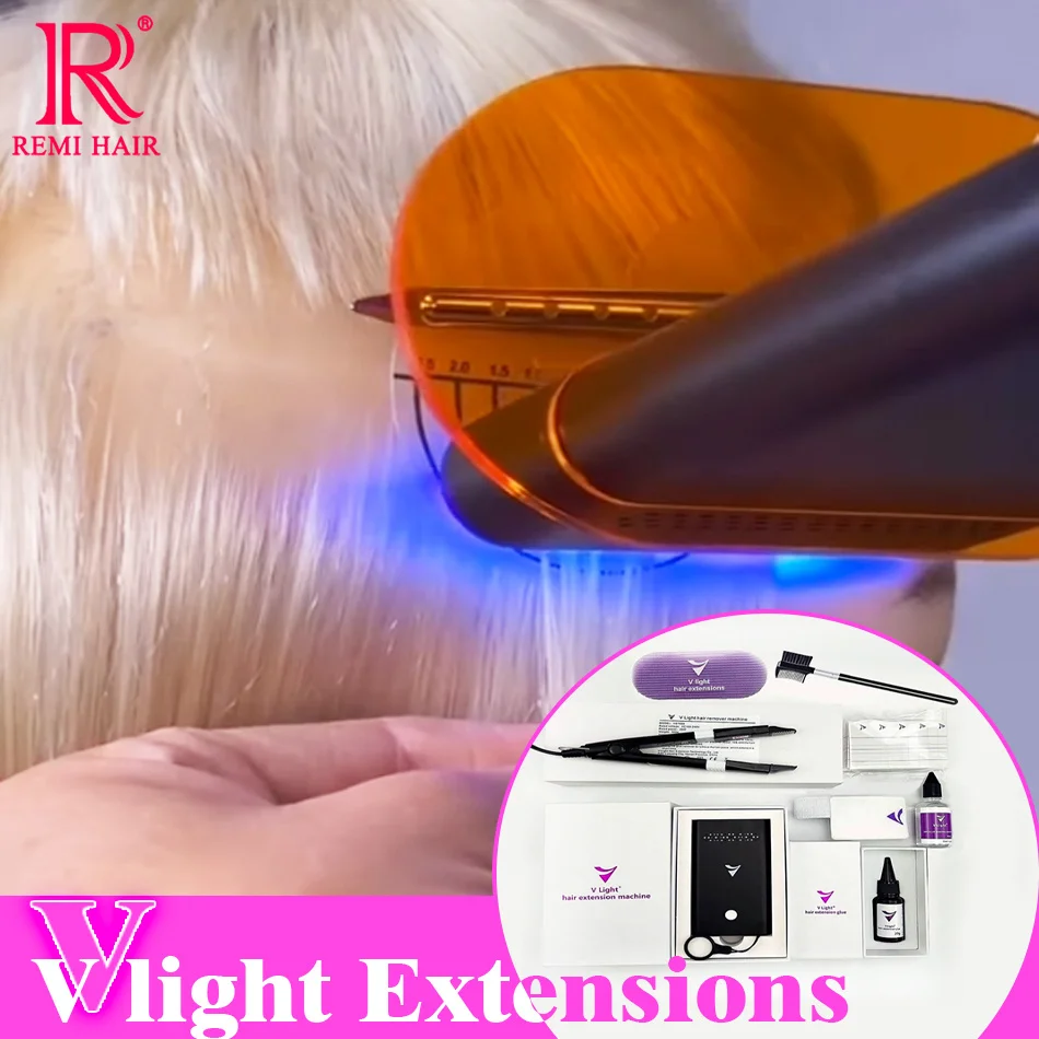 V-Light Technology Hair Extension Machine Traceless Tape Hair Extension Tools Kit Set with V light Hair Extension Glue Remover