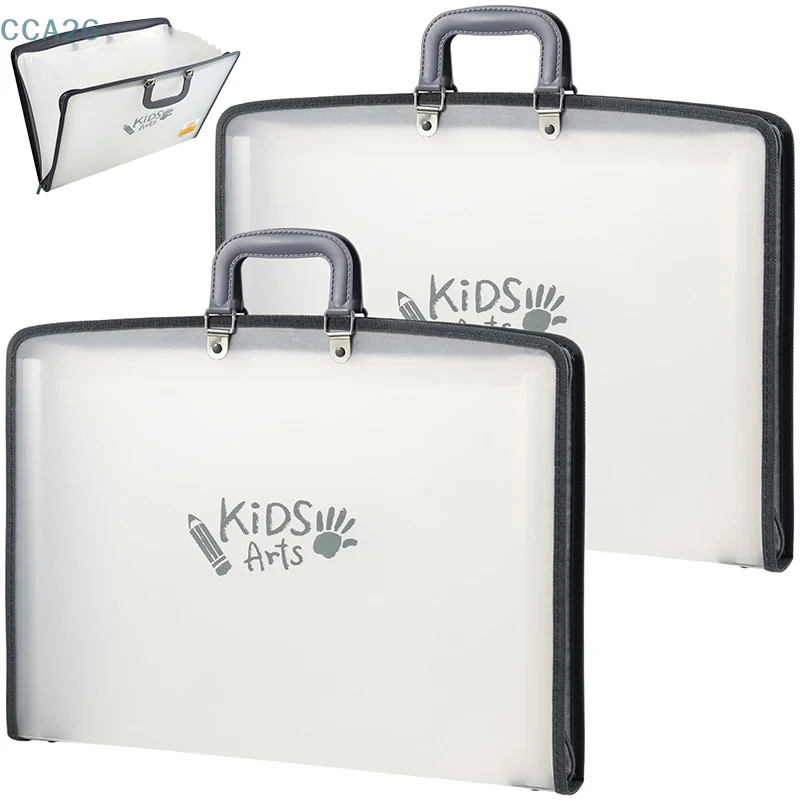 

2 Pack 11x17 Art Portfolios, 13 Pockets Kids Portfolio Folder For Artwork Accordian File Organizer With Handle And Zipper
