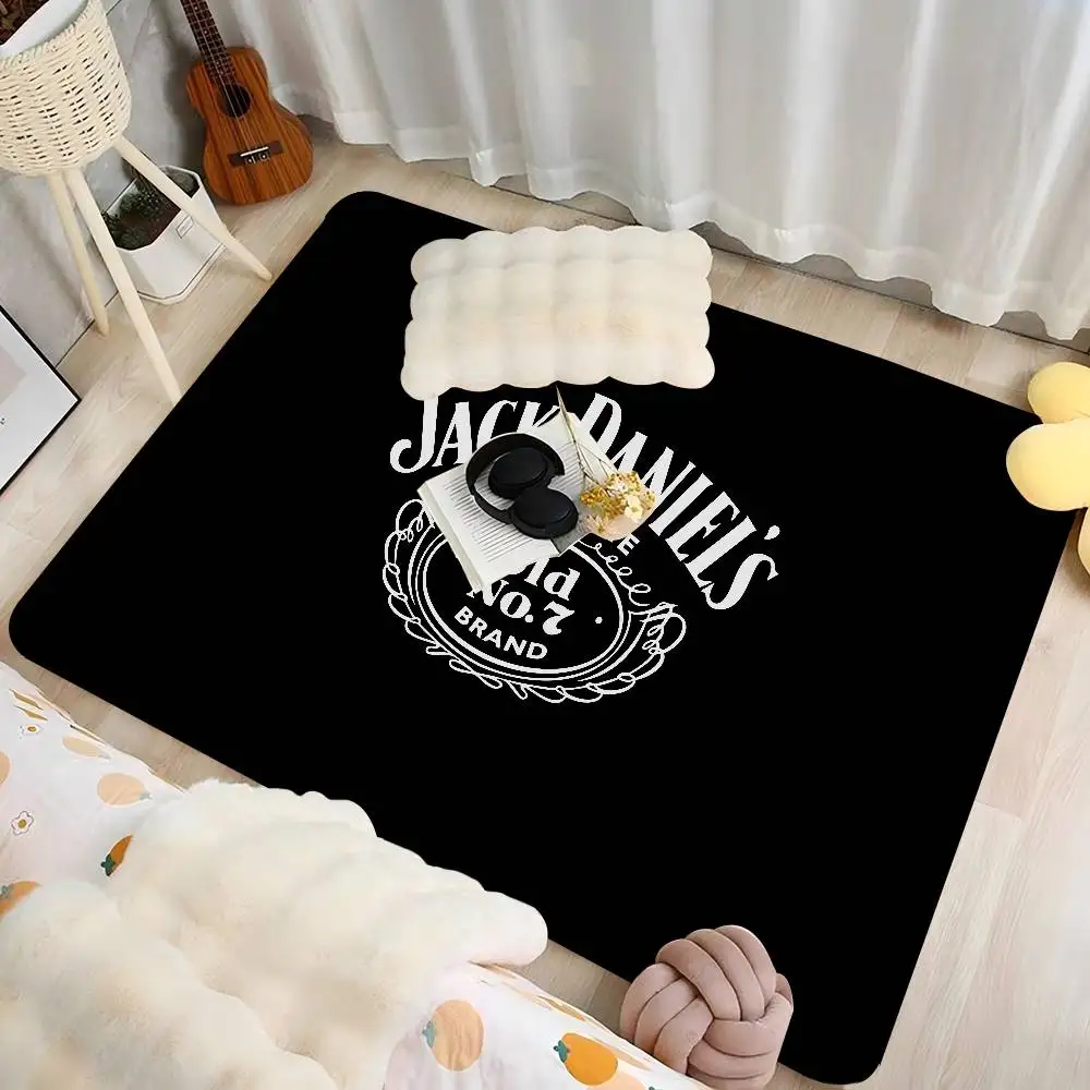 Alfombras clásicas con logotipo de Whiskey J-Jack D-DanielS, alfombras largas de estilo nórdico para dormitorio, sala de estar, alfombra antideslizante para el hogar, balcón, baño