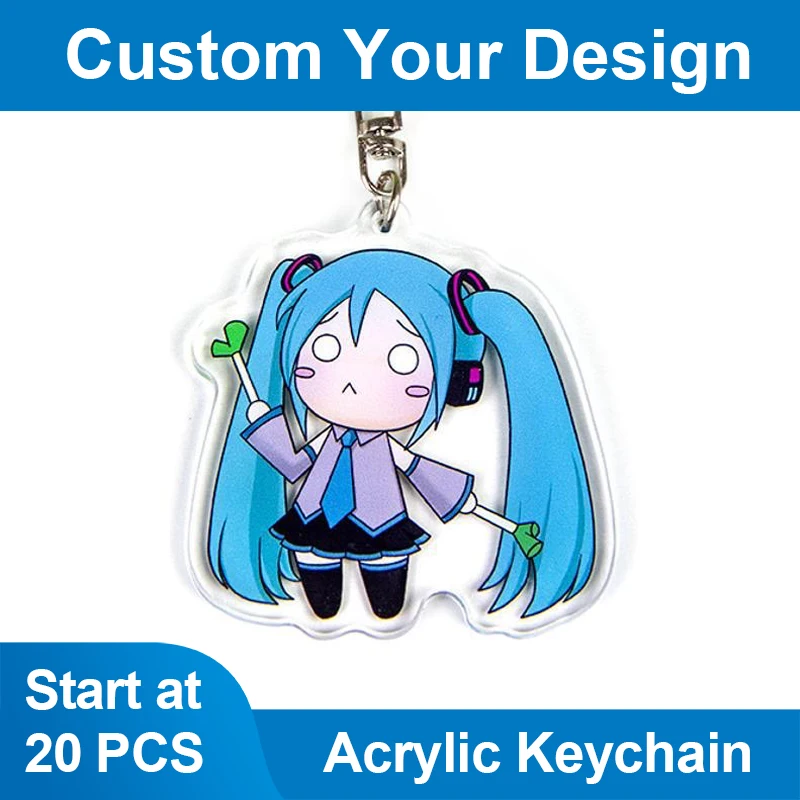 Custom Printed Acrylic Keychain Round Anime Acrylic Charm Keychain Wholesale Clear Plastic Resin Acrylic Keychain