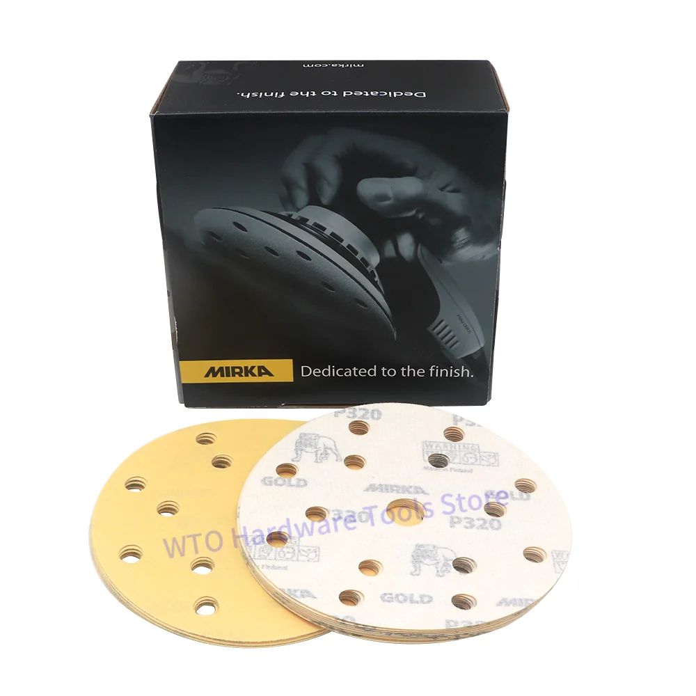 50PCS 6 Inch 15 Hole Gold Abrasive Discs,150mm Hook and Loop Gold Sandpaper Discs for Automotive,Metal,Drywall,Paint,80-800 Grit