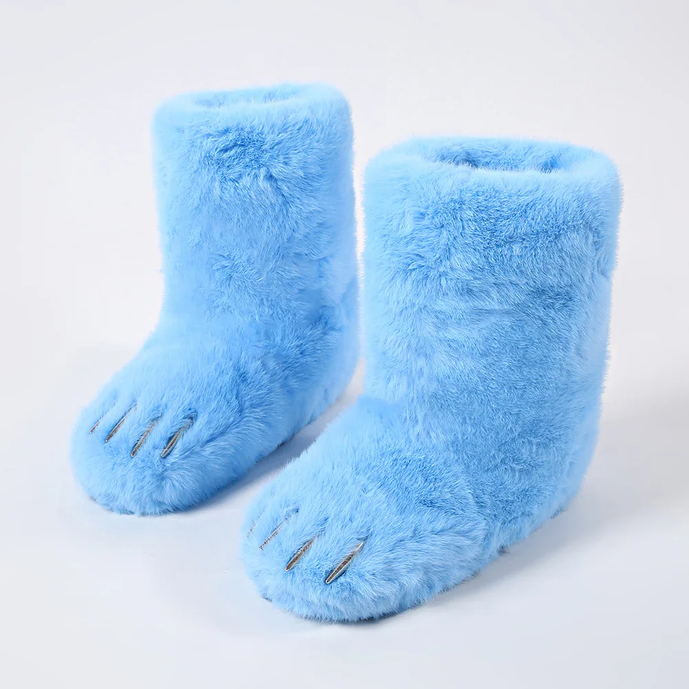 New Cross-Border Faux Fox Fur Y2K Mid-Calf Snow Boots with Claw-Shaped Fluffy Design